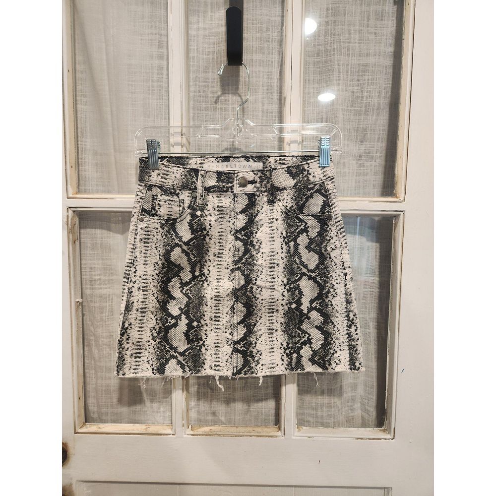 Tinseltown Snakeskin Look Denim Mini Skirt